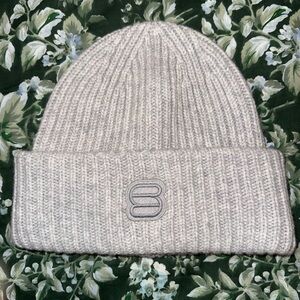 Aritzia Light Gray Ribbed Beanie